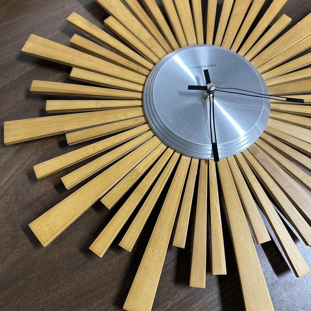 Sterling & Noble 16” Mid Century Modern Style Wall Clock Atomic *Read Needs Work
