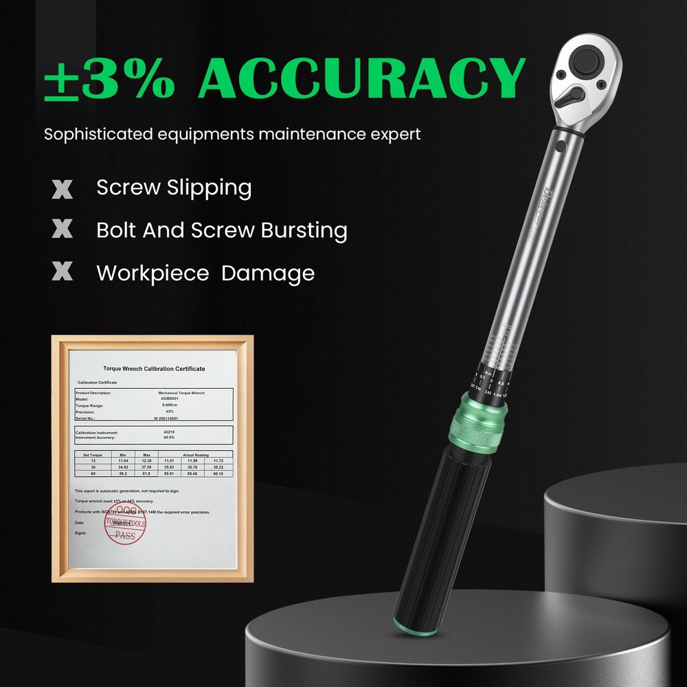 3/8'' Drive 5-60N.m Precise Double Scale Torque Wrench Set Bike Socket Spanner