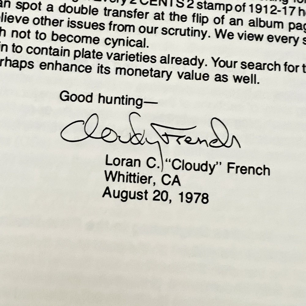 Signed Loran C French Encyclopedia of Plate Varieties US Bureau Stamps 1979