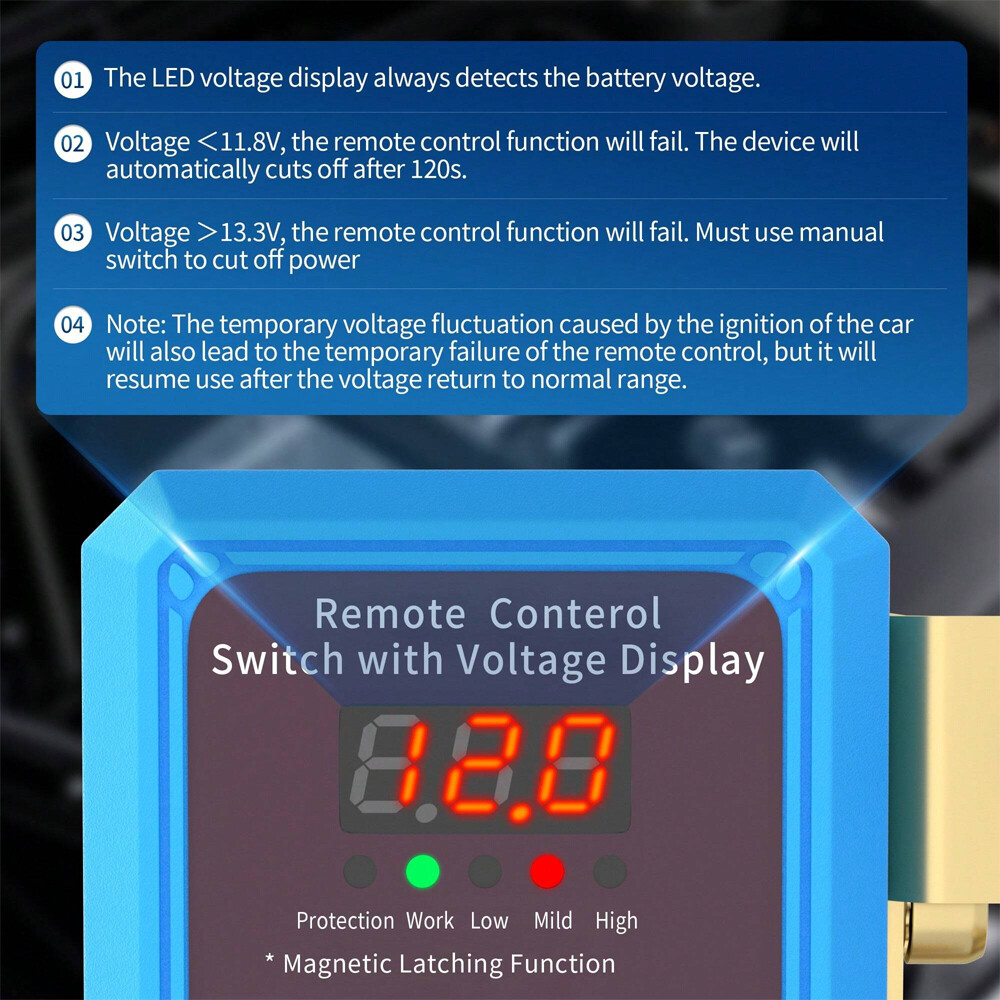 Remote Battery Disconnect Switch 12V/24V 240A Kill Switch LED Voltmeter Display
