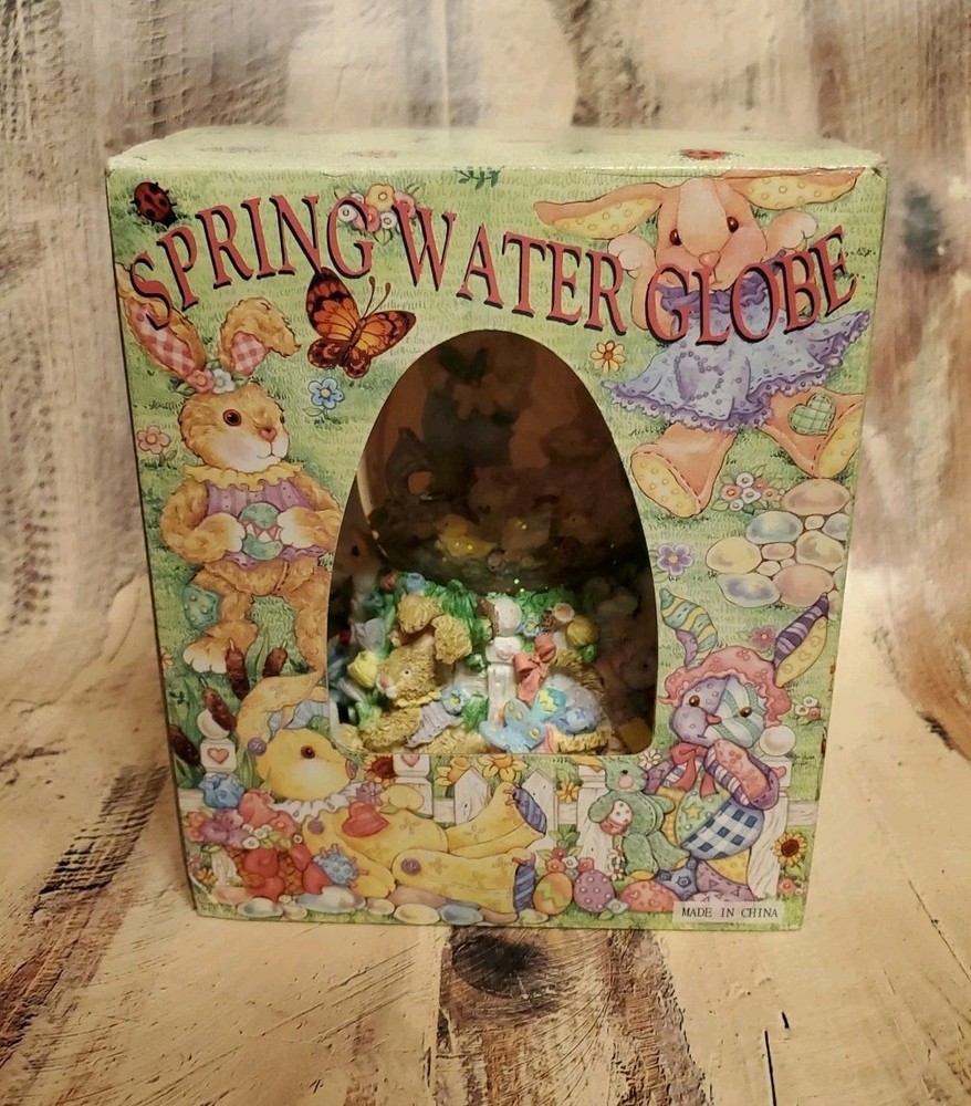 Easter Bunny Egg-shaped  Spring Water Globe Music Box "Easter Parade" Excellent