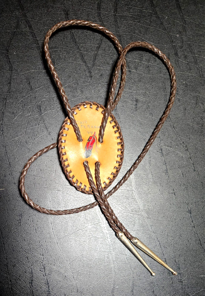 Bolo Tie/ Dave Perham Braided Leather Eagle Bolo Tie