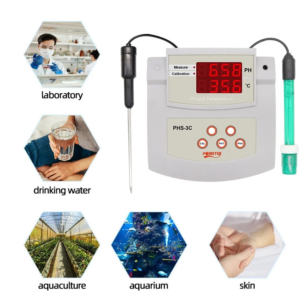 PHS-3C Desktop PH Meter Portable Compact Acidity Alkalinity Tester Lab Tool