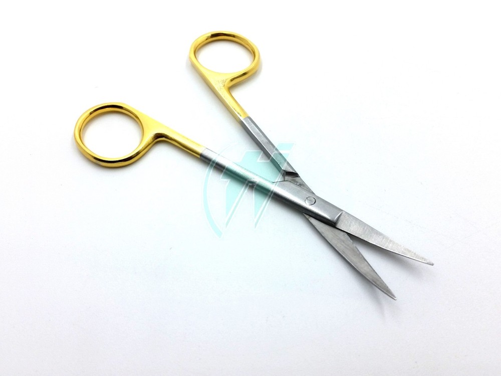 6 GOLD HANDLE IRIS MICRO DISSECTING SCISSORS CURVED 4.5"