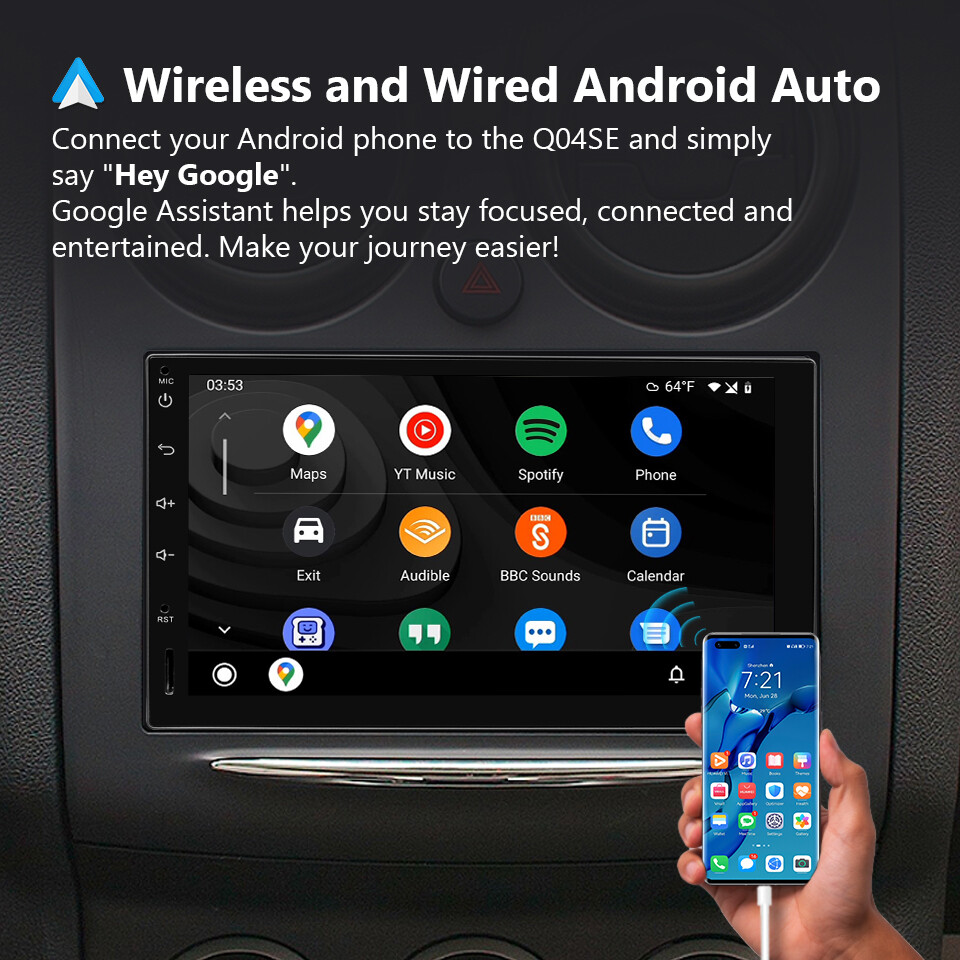 Eonon Car Stereo Double Din 7" IPS Audio Receiver CarPlay Android Auto Bluetooth