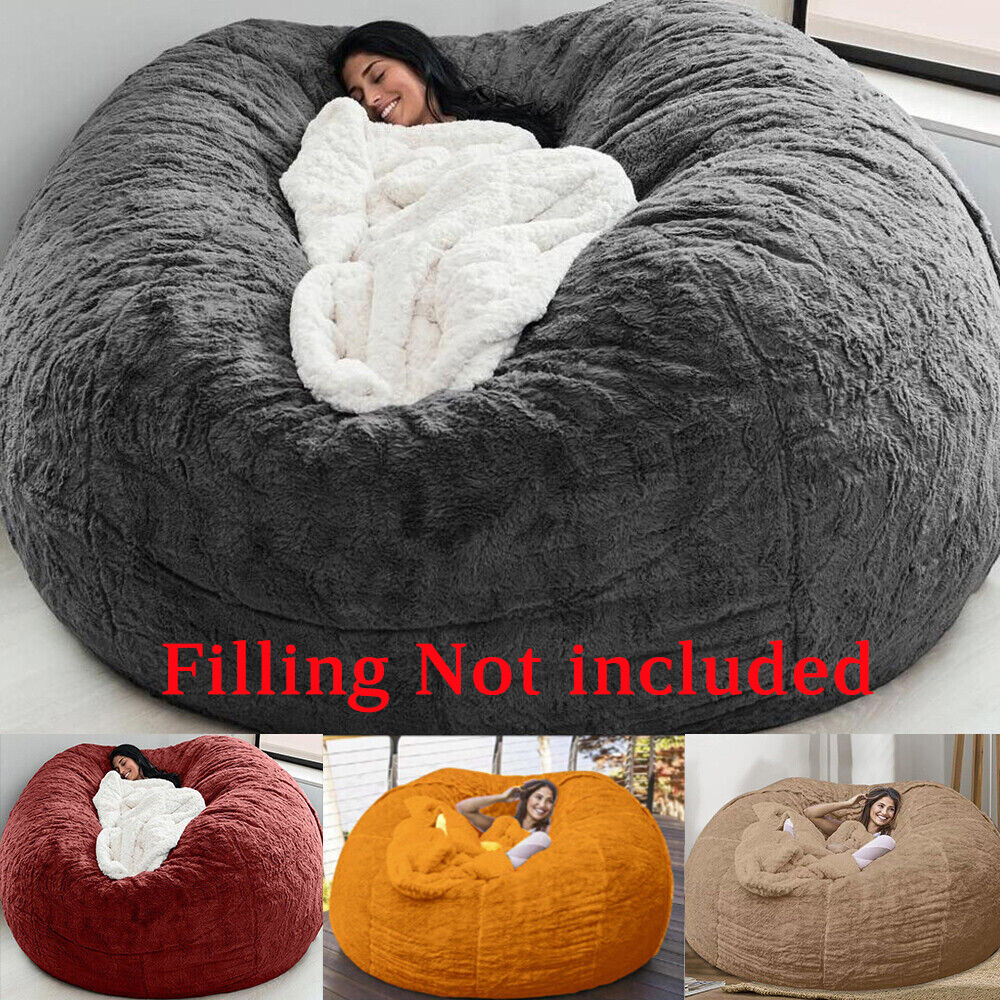Microsuede 7FT Foam Giant Bean Bag Memory Living Room Chair Lazy Sofa Soft Cover