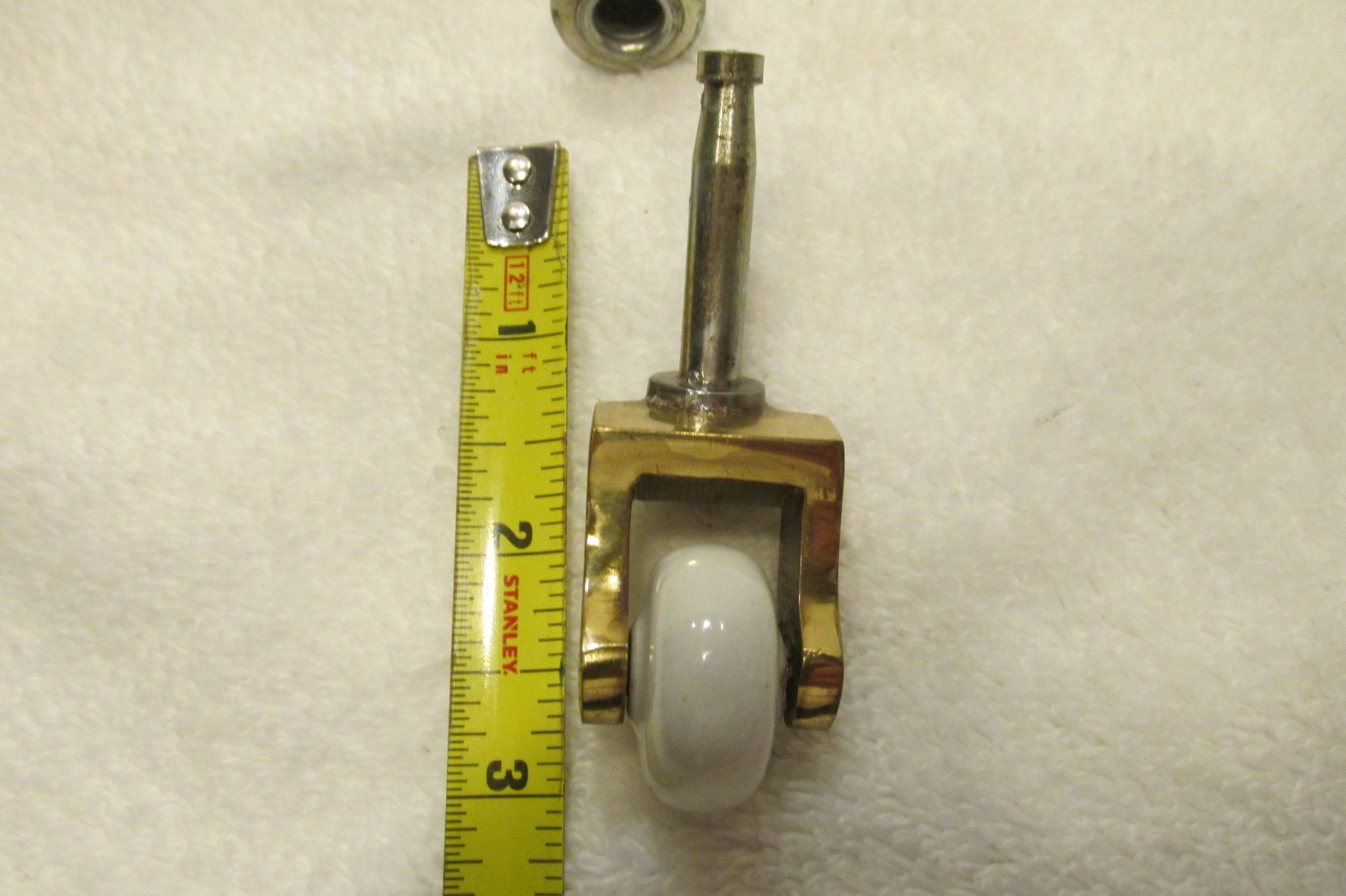 Set of 4 NOS 1" wide Porcelain Casters Solid Brass Swivel Forks Victorian Style