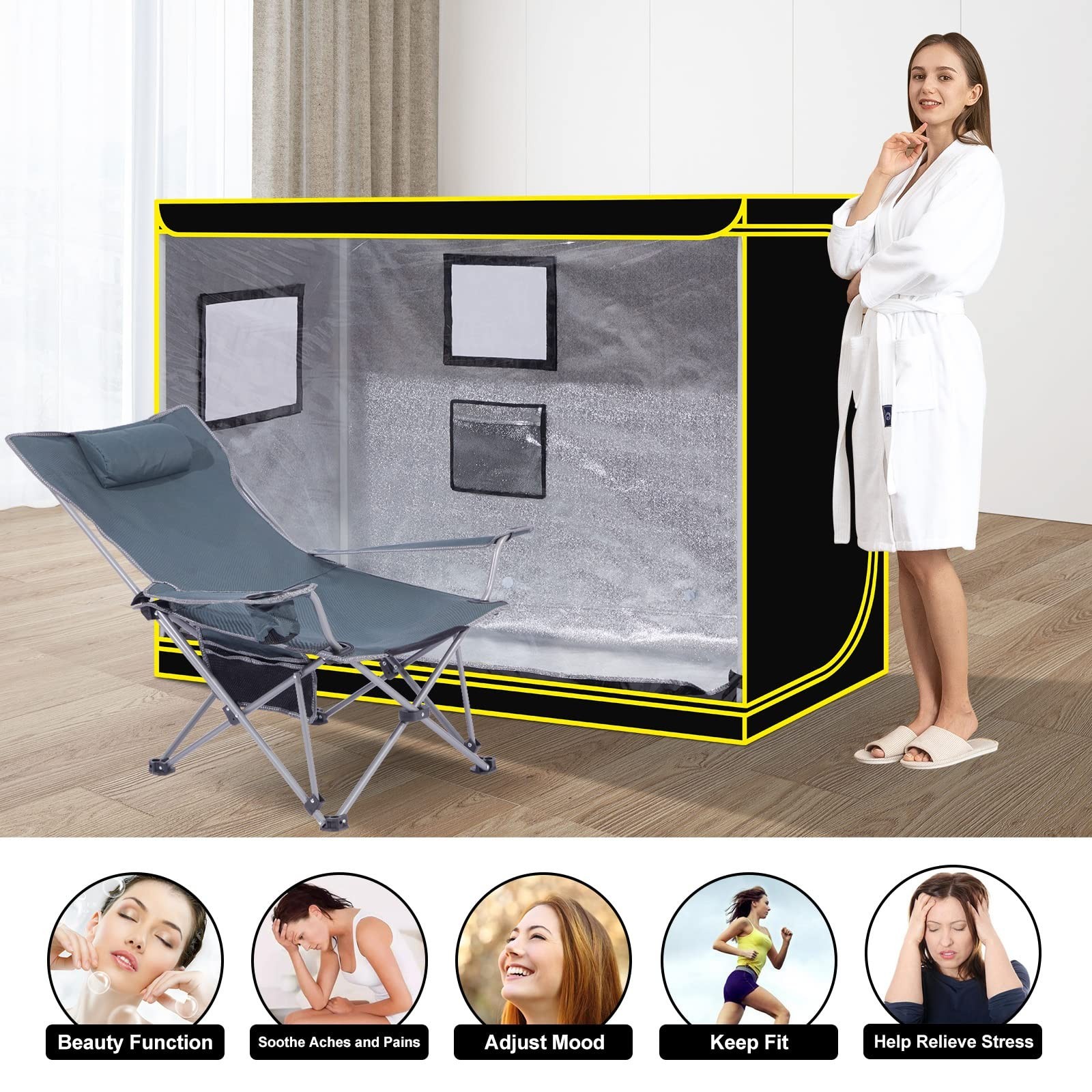 Portable Steam Sauna Tent Kit, Full Size Personal Sauna for Home Spa with Fol...