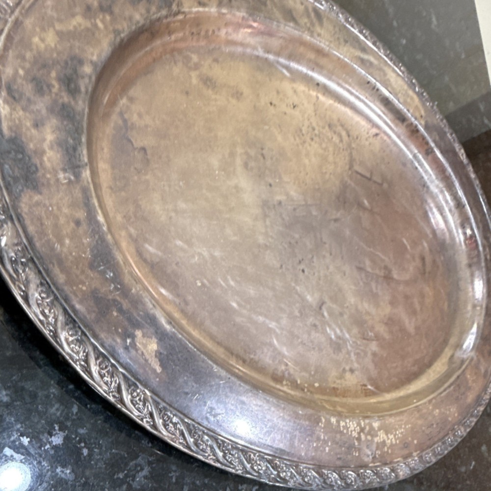 Wm. Rogers & Son Silverplate Spring Flower Oval Platter Tray Post-1940