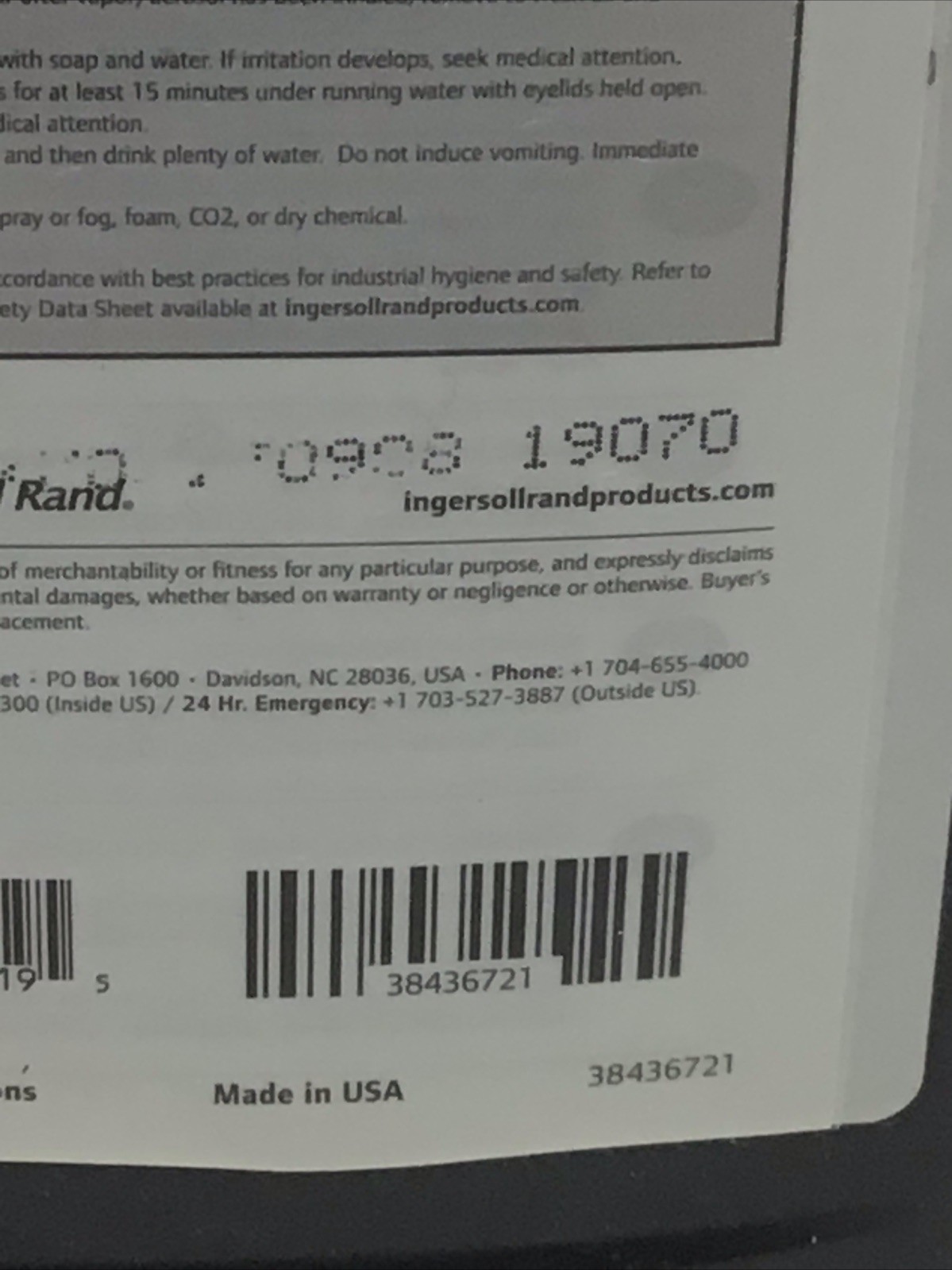 Ingersoll Rand All Season Select Oil Extended Life Synthetic Lubricant 38436721