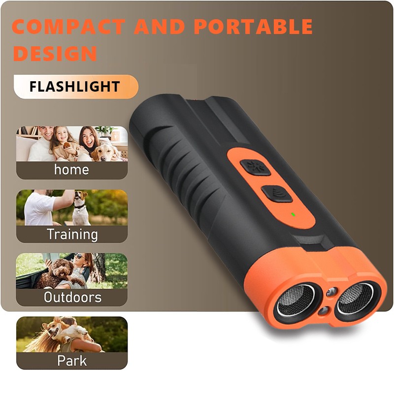 2025 Dual Head Ultrasonic Dog Repeller USB Rechargeable Dog Training Device