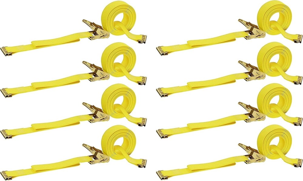 Professional Grade 8-Pack E-Track Ratchet Straps, 1000 lbs Safe Load Capacity