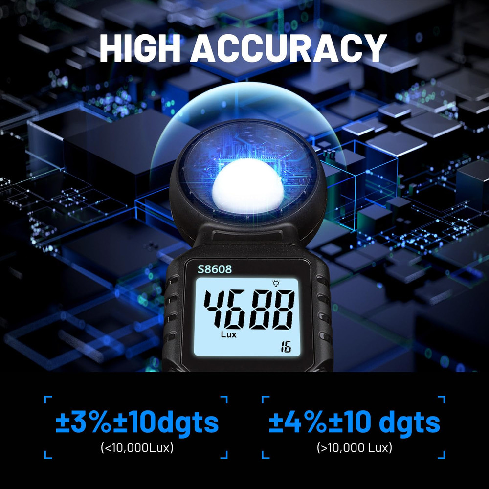 Digital Illuminance Light Meter, Photometer Light Intensity Sense Tester with LC
