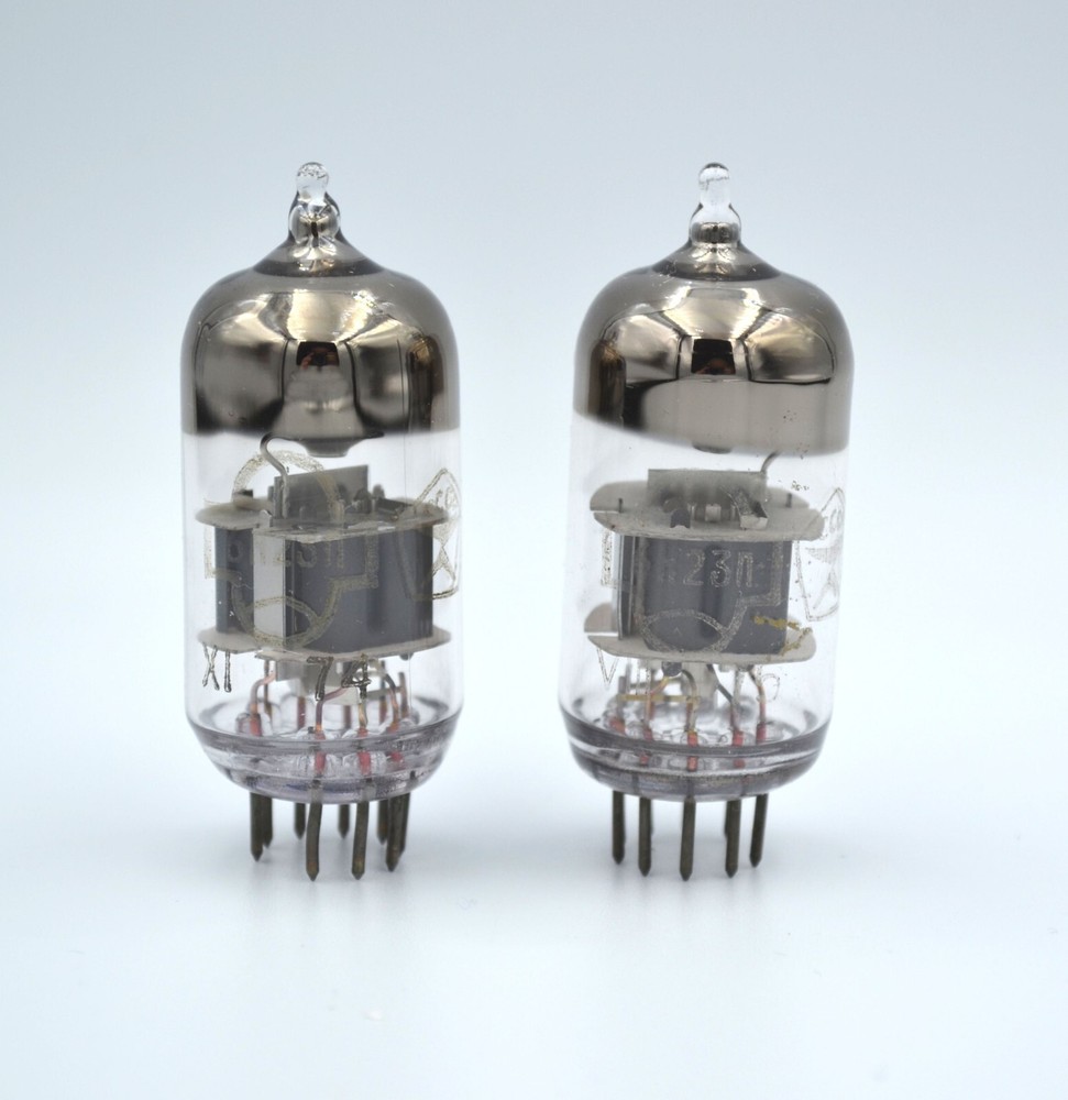 6N23P MATCHED PAIR Silver Shield Single Wire Tubes Reflector NOS 6DJ8 ECC88 6922