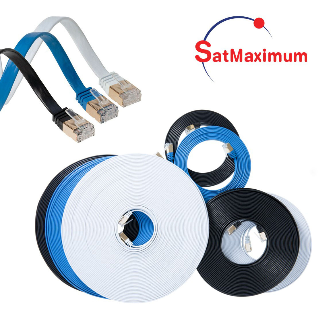 CAT7 Flat U/FTP Ethernet Patch Cable 10Gbps LAN Network Cord Multipack LOT