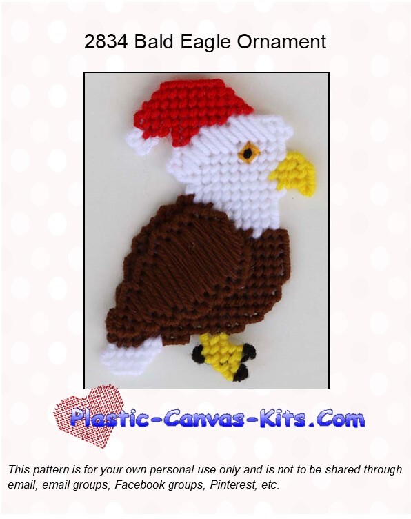 Bald Eagle Christmas Ornament- Plastic Canvas Pattern or Kit