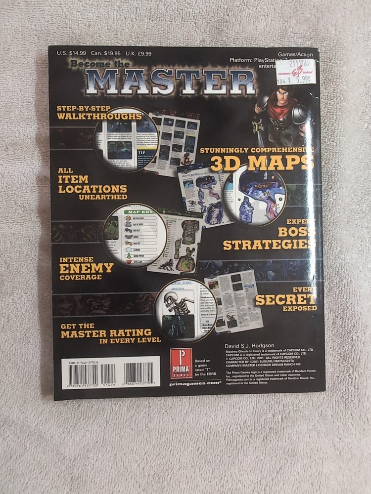 Maximo Ghosts to Glory 2001 Prima Official Strategy Guide WITH POSTER Capcom