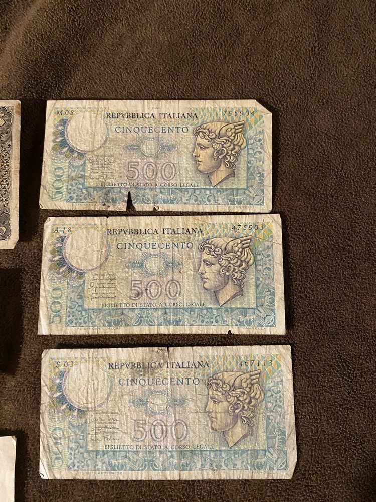 500 Italian Lire Cinquecento Banknotes