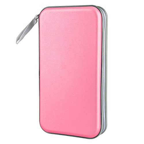 CD Case holder, 80 Capacity CD/DVD Case Holders Wallet Hard Plastic Light Pink