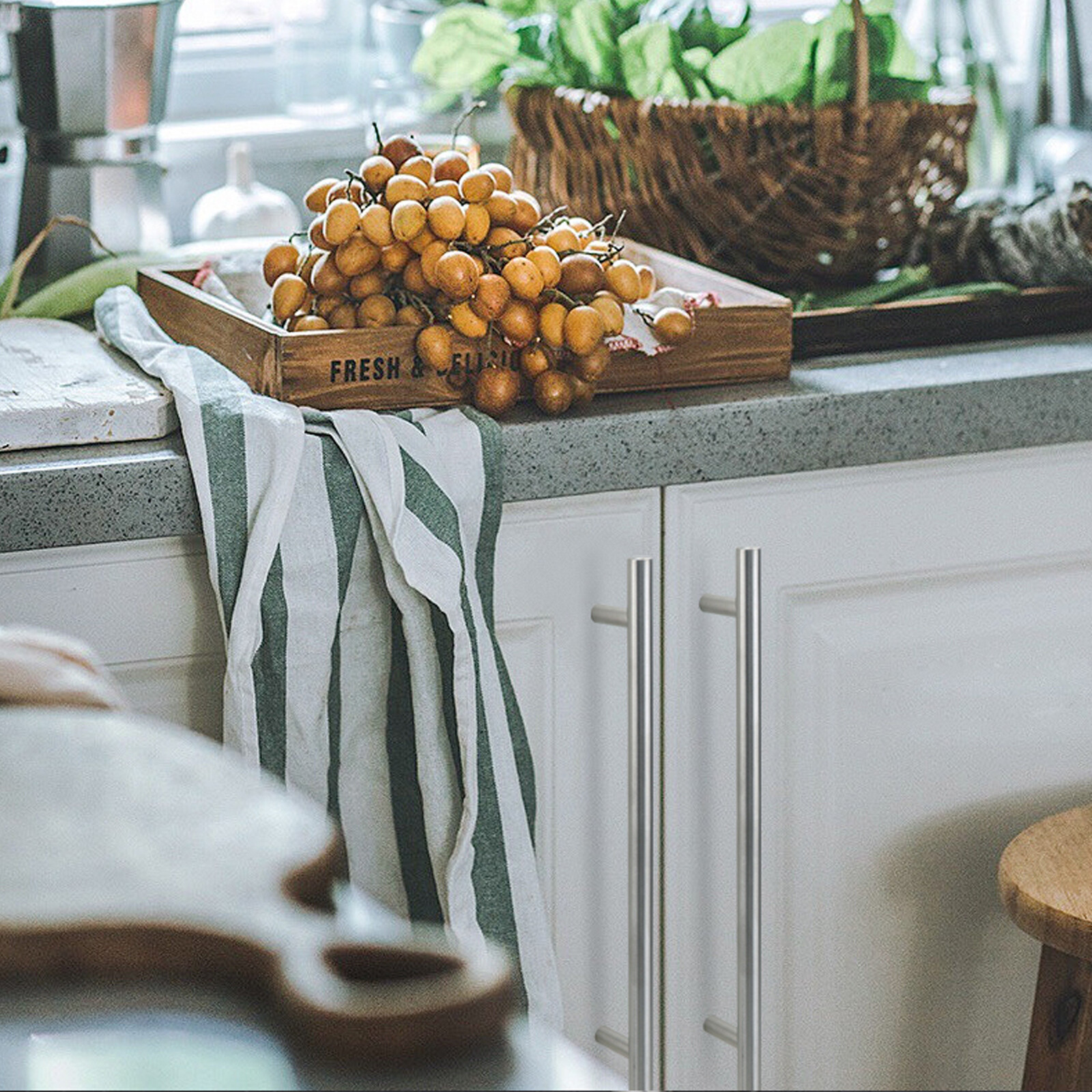 Solid Stainless Steel Brushed Nickel T Bar Kitchen Cabinet Handles Pulls 2"-24"