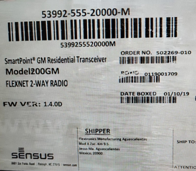 Sensus One SmartPoint Model 200GM Transceiver Flexnet 2-way radio AMR