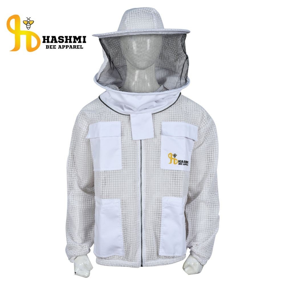 Sting Proof Bee Protective Jacket 3 Layer Full Ventilated Round Hat White 4XL