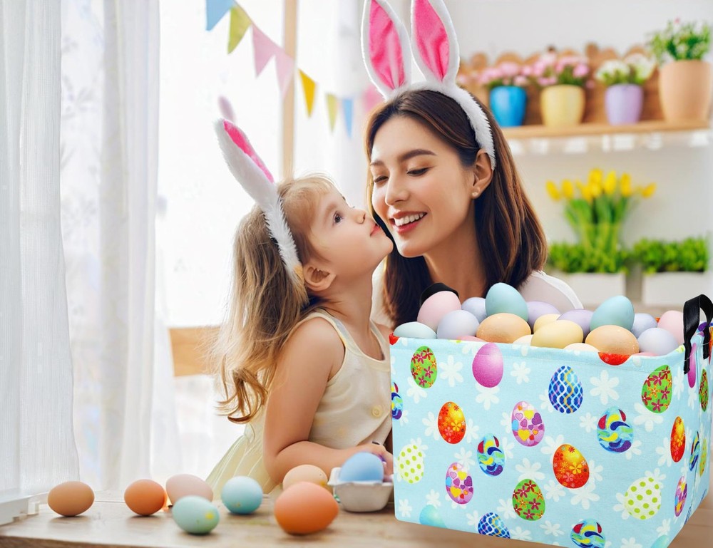 BOOHIT Rectangle Empty Easter Baskets Boy Large Toy Storage Bin Girls collaps...