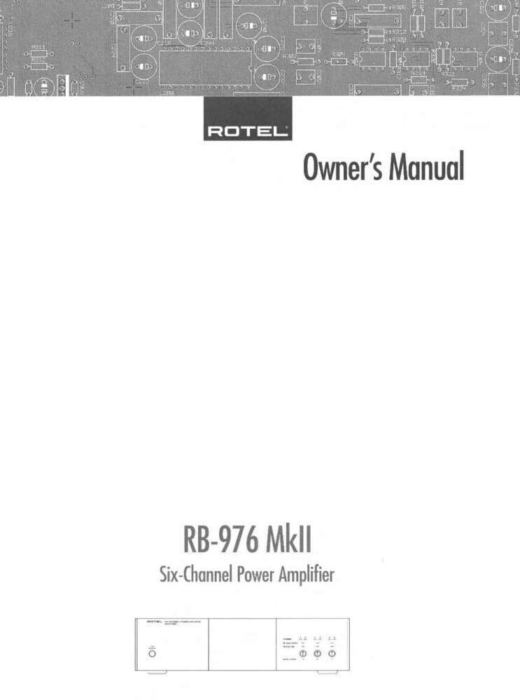 Rotel RB-976 Amplifier Owners Manual