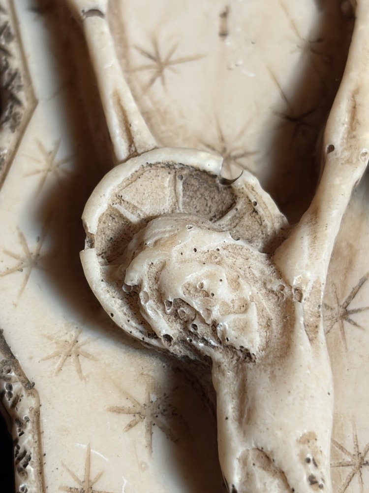 Vintage Large 60" Rosary Beads Wall Hanging Catholic Made In Italy Alabaster