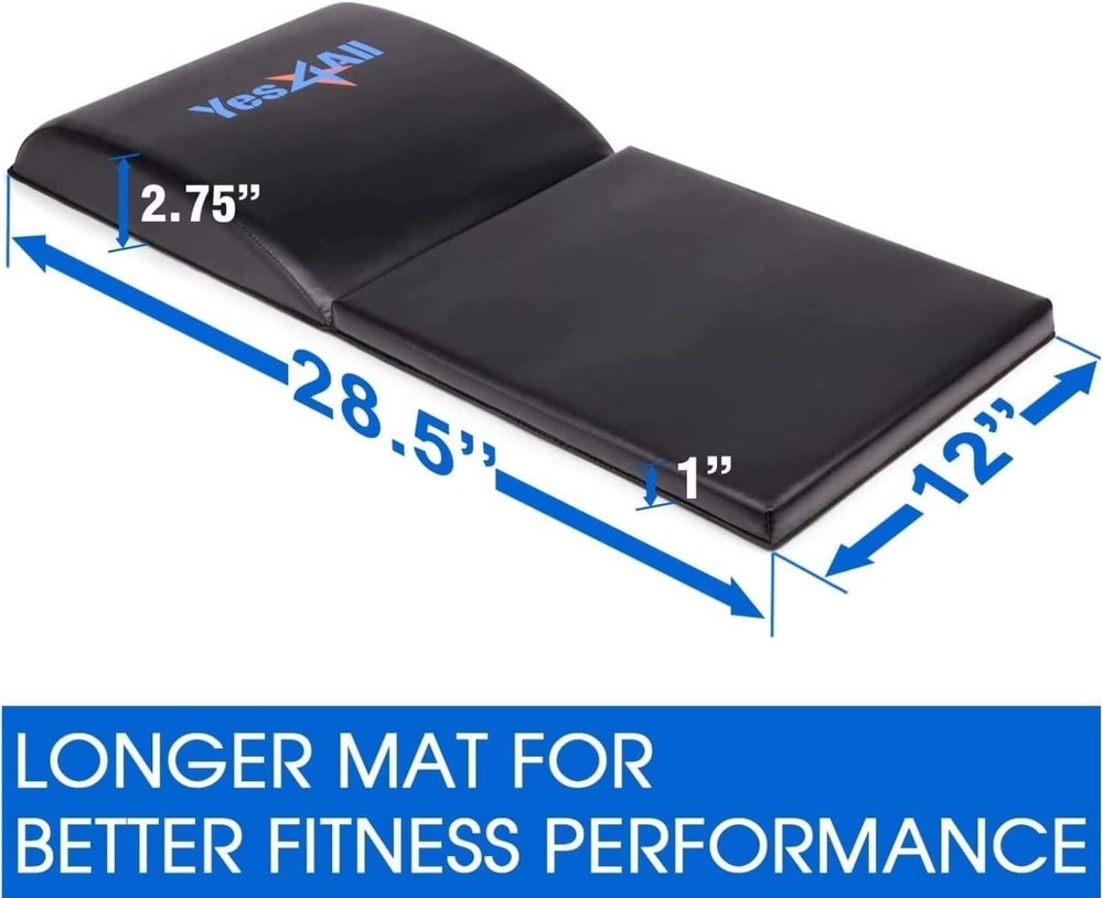 Foldable Ab Exercise Mat with Tailbone Support for Ultimate Comfort - Black