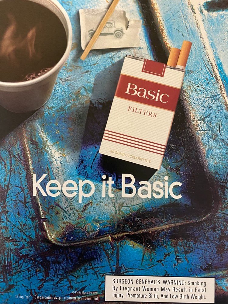 Basic Cigarettes, Full Page Vintage Print Ad