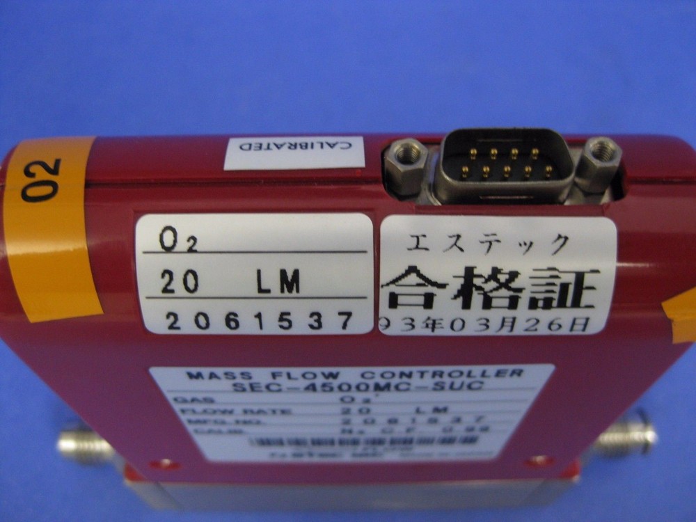 Stec SEC-4500MC-SUC Mass Flow Controller 20 SLM, O2, Used