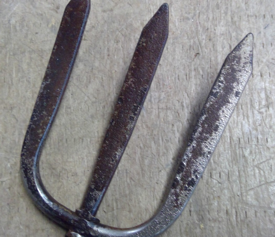 Vintage Hand Cultivator Fork Garden Tool Wood Handle 3 Prong