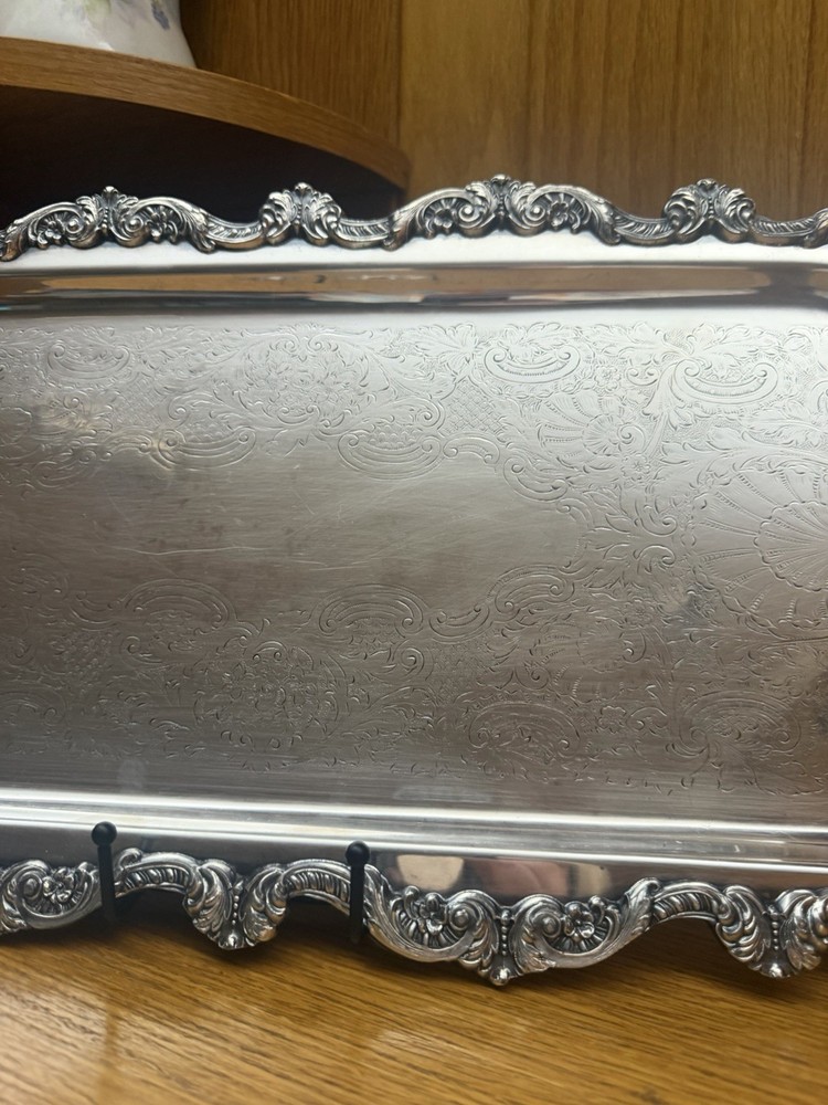 Poole Silverplate On Copper Old English Serving Footed Rectangular Tray 5031.