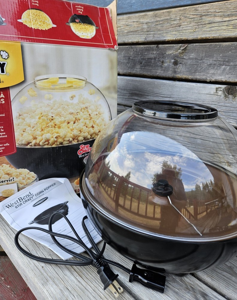 West Bend Stir Crazy Popcorn Corn Popper 6 Quart Model 82306 w/box Working