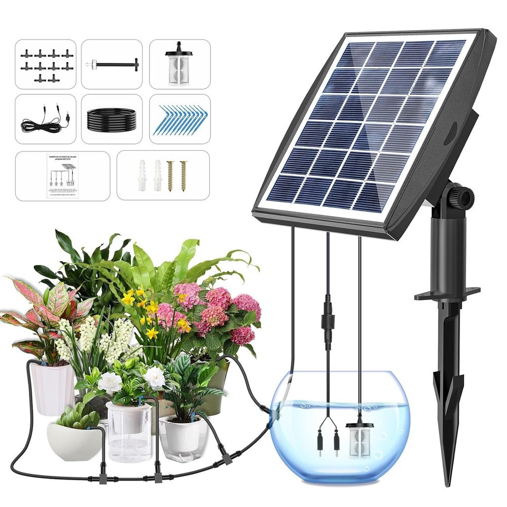 Solar Powered Drip Irrigation System, OHYEAHSPIN Solar Automatic Garden Water...