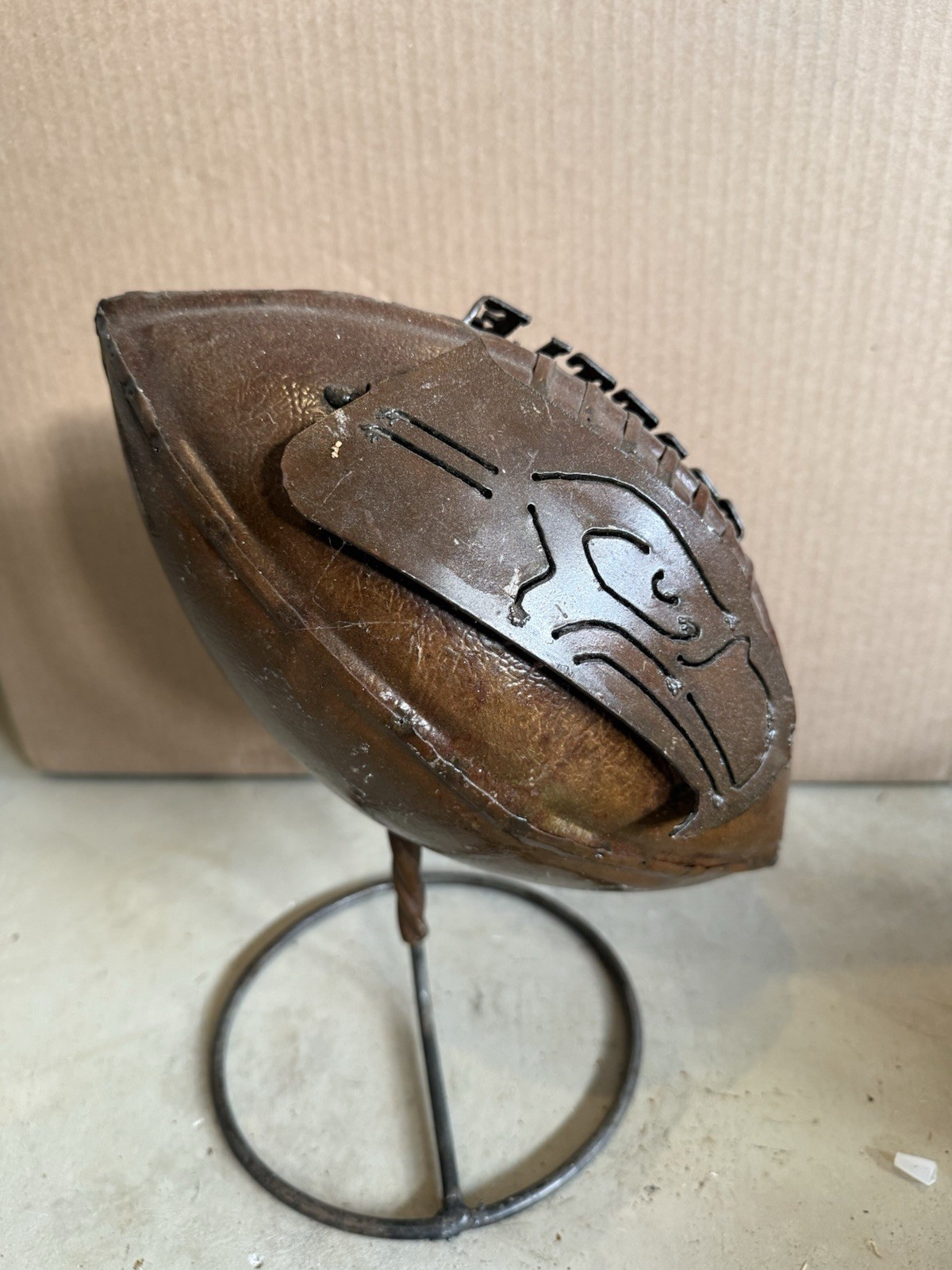 Seattle Seahawks Brass Metal Football With Stand Vintage Collectible RARE