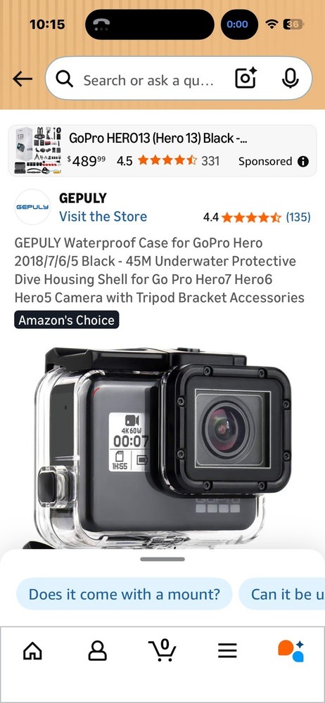 Go Pro Water-Resistant Case with Battery Compatible with Go Pro