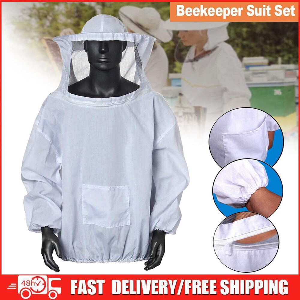 Beekeeping Jacket Veil Bee Keeping Suit Hat Pull Over Smock Protective Equipment