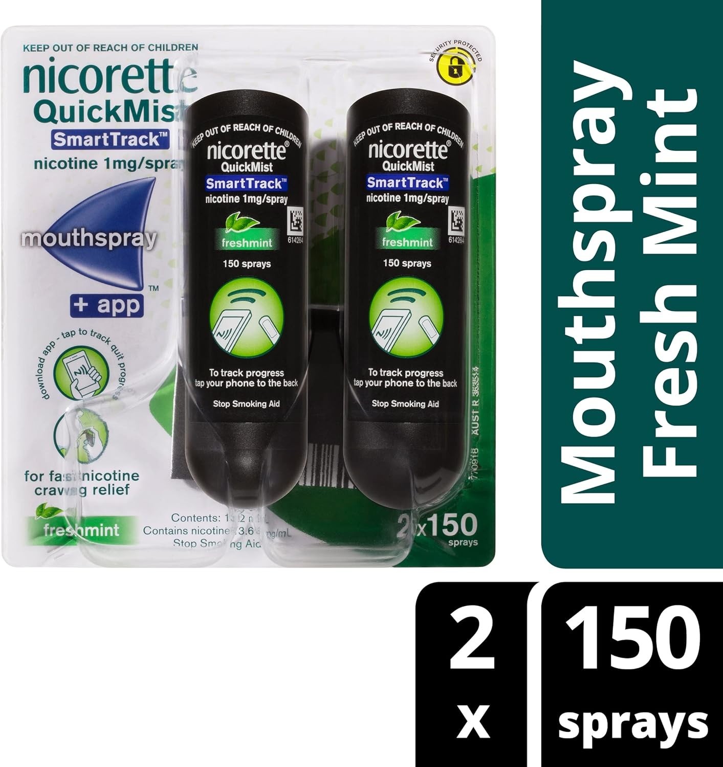 Nicorette Quickmist Freshmint Smart Duo 1mg, 2 x 150 sprays - Stop Smoking Aid