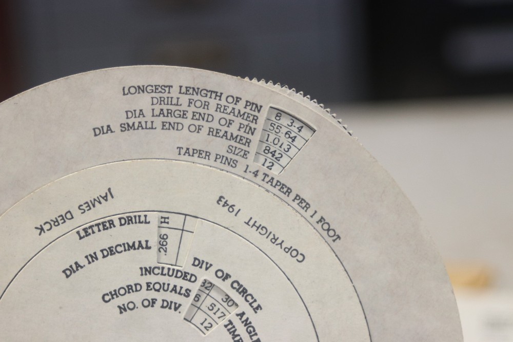 Vintage Derck's Gauge Dial Drill Sizes Threads Tapers & Angles
