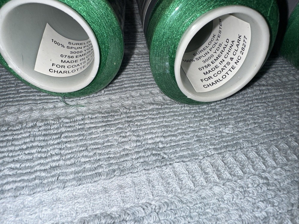 Coats Surelock 4 Spools Green Polyester Thread, Multi-purpose, 3000 Yds 0756