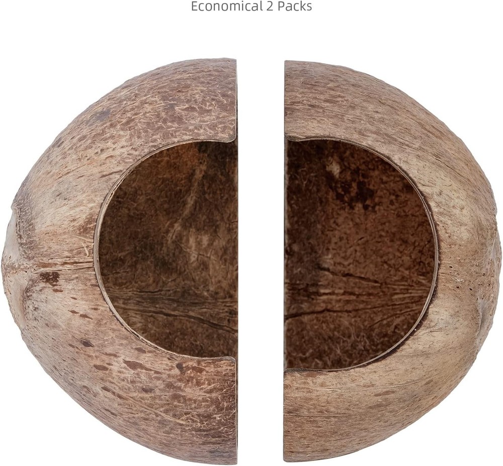 Eco-Friendly Coconut Shell Hideouts, 2 Pack for Comfortable Reptile Habitats