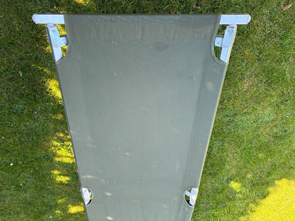 British Army Issue Folding Cotbed complete with Zipped Carry Bag.