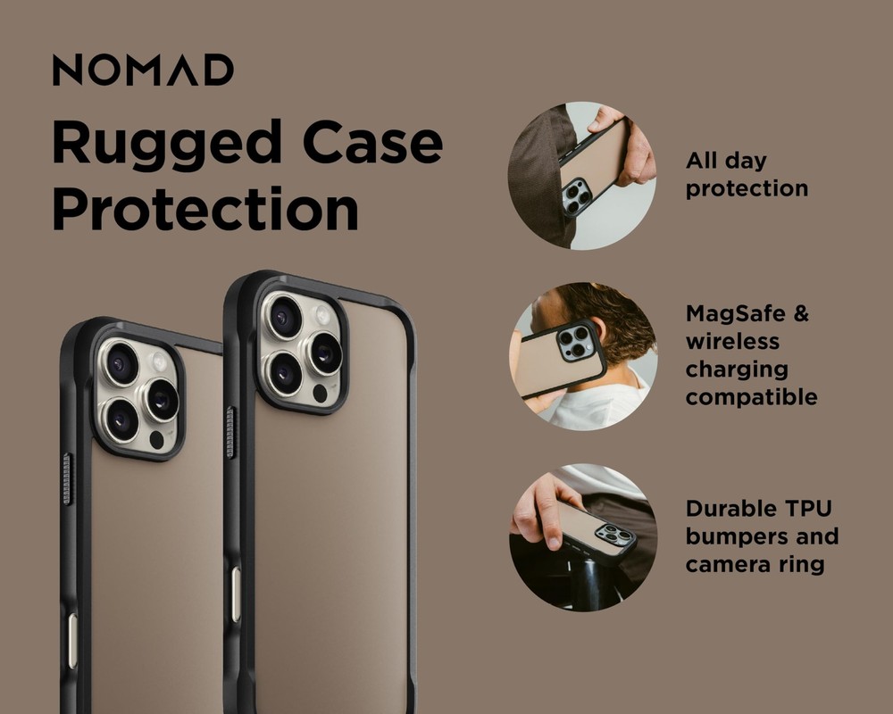 Nomad iPhone 16 Pro Max Rugged Case Desert Magsafe Tactical Drop-Proof