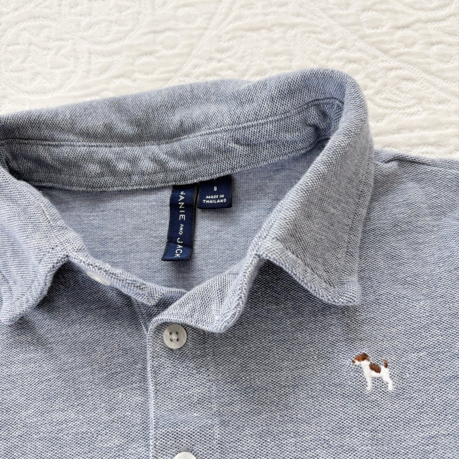 Janie and Jack Boys' Embroidered Pique Polo, Blue