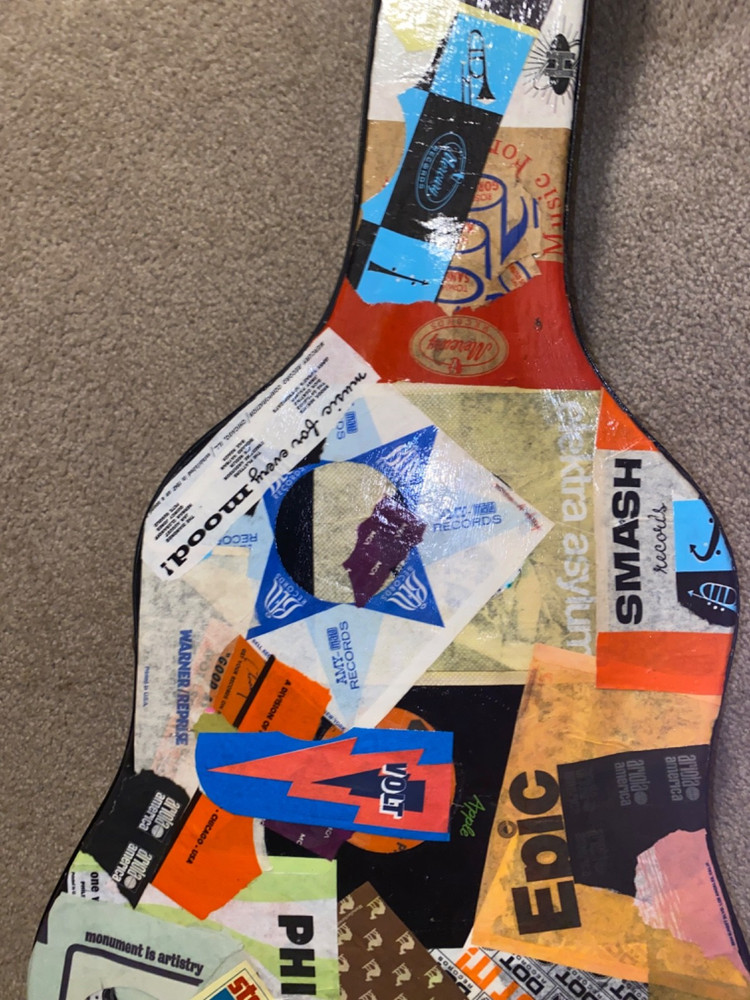 COOL DECOUPAGED PLUSH LINED HARD-SHELL GUITAR CASE HSC