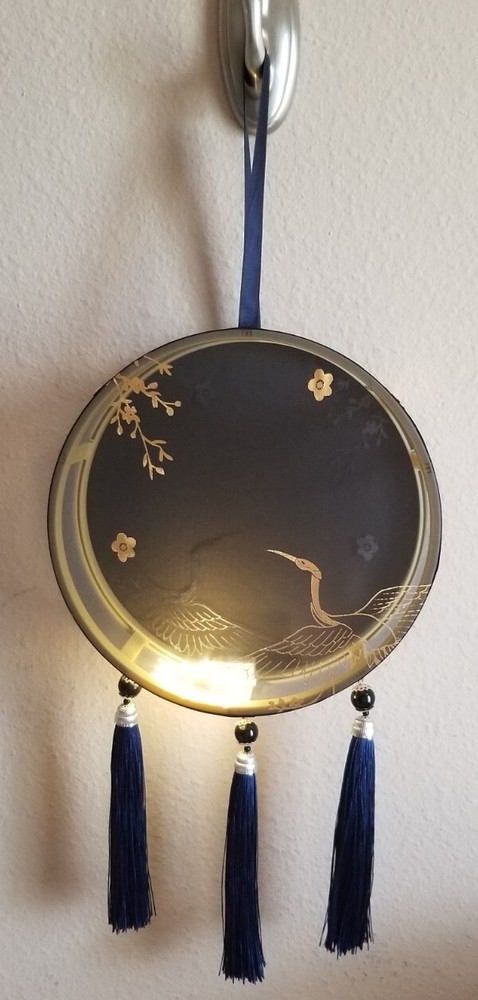 Black & Gold Crane Handheld Fabric Lantern
