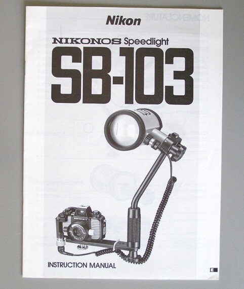 Nikon Nikonos Speedlight SB-103 Operating Instruction Manual