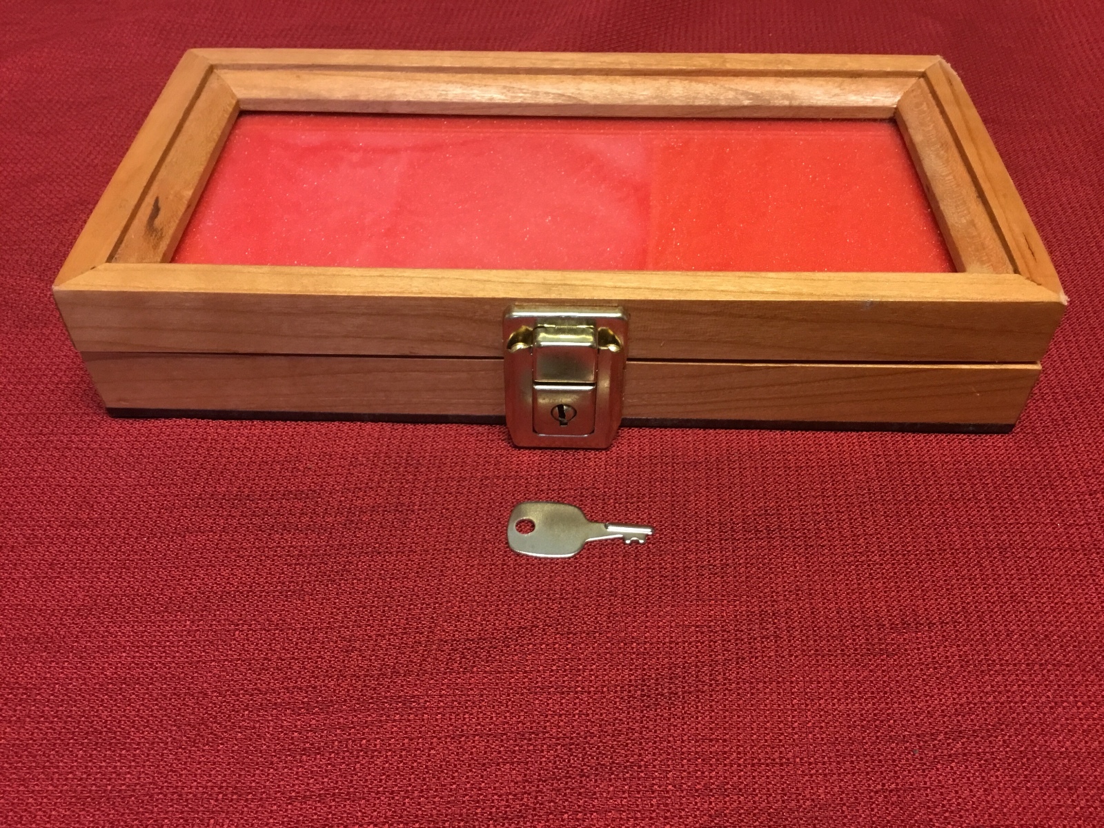 Cherry Wood Display Case 5 x 10 x 2 for Arrowheads Knifes Collectibles & More